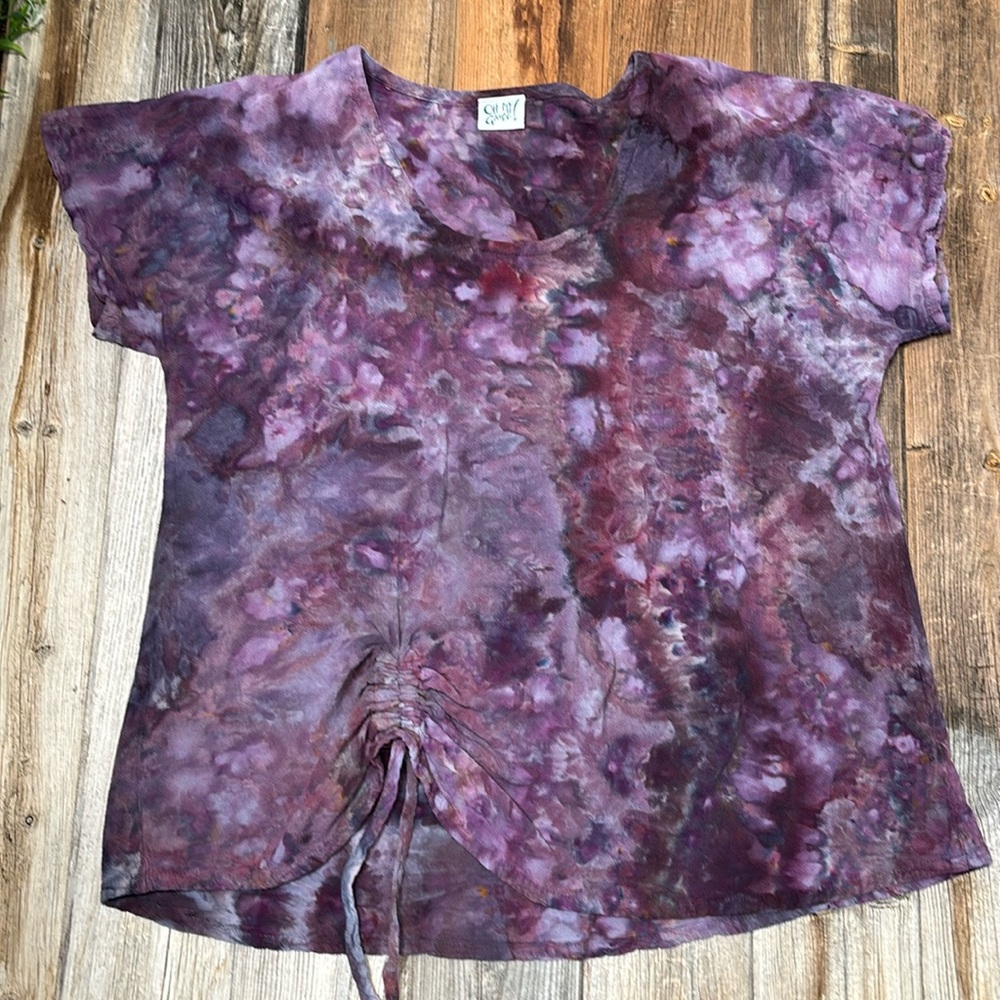 Oh My Gauze! Purple Tie Dyed Ruched Top Size 2